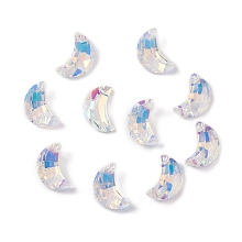 Honeyhandy Electroplate Transparent Glass Pendants, Back Plated, Faceted, Crescent Moon Charms, Clear, 20x13x6mm, Hole: 1.2mm