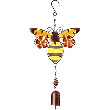 GORGECRAFT Bee Metal Wind Chime Pendant Insect Wind Chimes Decor Bell Iron Art Small Hanging Rustic Home Ornament Vintage Wind Bell Doorbell Garden Indoor Outdoor Art Hanging Ornament