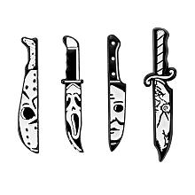 Honeyhandy 4 Pieces Halloween Scary Themed Enamel Knife Pins Gothic Dagger Shape Badges Pins Alloy Metal Pins Knife Lapel Pins Holiday Gifts for Clothing Bags Backpacks Jackets Hats, White, 30x4.6mm, 1Pc/style