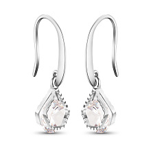 SHEGRACE Luxury Brass Dangle Earrings, Pentagon with AAA Cubic Zirconia, Platinum, 28mm, Pin: 1x0.7mm