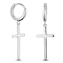 Arricraft 925 Sterling Silver Hoop Earrings, with Cross Pendants, Platinum, 32mm