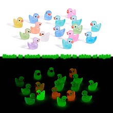 100Pcs Luminous Tiny Ducks Mini Resin Duck Colorful Miniature Fairy Garden Mini Duck  for Miniature Landscape, Tabletop, Home, Potted Plants Decor, Mixed Color, 7.5x12x16.5mm