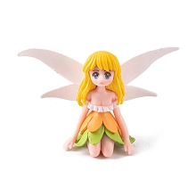 Mini PVC Fairy, White Wing, Figurine, Dollhouse Decorations, Yellow, 83x61mm