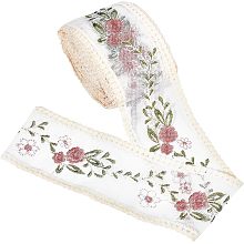 GORGECRAFT 10 Yards Floral Embroidered Lace Trim Ribbon Vintage Tulle Lace Fabric for DIY Sewing Craft Curtain Tablecloth Bridal Clothing Embellishments Gift Wrapping Home Decoration, Flower-04