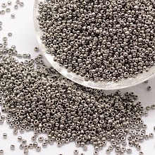 Honeyhandy 12/0 Glass Seed Beads, Grade A, Round, Opaque Colours, Gray, 1.8~2.0mm, Hole: 0.8mm, about 28000pcs/pound