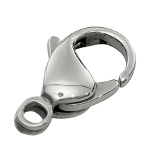 Honeyhandy 316 Surgical Stainless Steel Lobster Claw Clasps, Stainless Steel Color, 10x7mm, Hole: 1mm