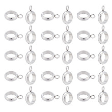 UNICRAFTALE 60Pcs 11mm Long 304 Stainless Steel Tube Bails with Loop Metal Loose Ring Bail Beads Round Hollow Hanger Connector for DIY Jewelry Making Women Bracelet Necklace Crafts Supply Hole 2mm