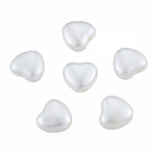 Honeyhandy ABS Plastic Imitation Pearl Beads, Heart, WhiteSmoke, 10x11x5.5mm, Hole: 1.8mm