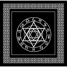 Honeyhandy Non-woven Tarot Tablecloth for Divination, Tarot Card Pad, Pendulum Magic Pentacle Runes Cloth, Square, Black, Constellation Pattern, 490x490mm