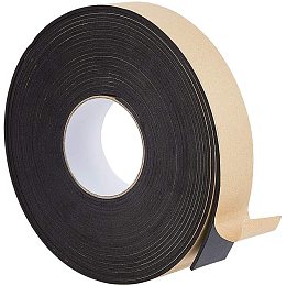 BENECREAT 32FT Self Adhesive Foam Strip Black Single Sided Weather Stripping Foam Seal Tape for Window Door Insulation (1.38" Wide, 0.12" Thick)