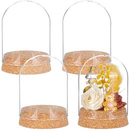 BENECREAT 4 Set Dome Display Glass Jar with Cork, 2.57x3.6inch Tabletop Centerpiece Cloche Bell Jar for Flower Plants, Specimens, Crafts Decorations