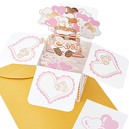 CRASPIRE Mr & Mrs Pop Up Card Wedding Greeting Card Cake and Hearts Love 3D Congratulations Card with Envelope, Stand Up Card for Valentines Wedding Anniversary Love Romance Holiday Party