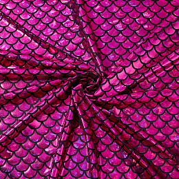 FINGERINSPIRE Sparkly Hologram Spandex Mermaid Printed Fish Scale Fabric, Stretch Fabric, Magenta, 100x150x0.03cm