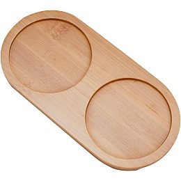 GORGECRAFT Bamboo Soap Dispenser Vanity Cup Serving Tray Bathroom Counter Kitchen Trays Dresser Jewelry Ring Dish Comestic Holder Bathtub Perfume Makeup Jewelry Organizer for Bathroom Home Kitchen