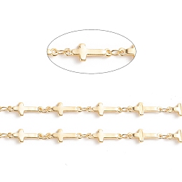 Honeyhandy Brass Sideways Cross Link Chains, with Spool, Soldered, Long-Lasting Plated, Real 18K Gold Plated, 13.5x5x1.5mm, about 32.8 Feet(10m)/roll