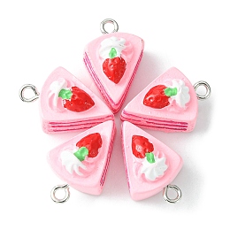 Honeyhandy Opaque Resin Imitation Food Pendants, Cake Charm, with Platinum Plated Iron Loops, Pink, 19.5x13.5x13mm, Hole: 2mm