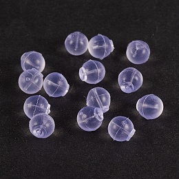 Honeyhandy Eco-Friendly Silicone Ear Nuts, Earring Backs, Half Drilled, Round, Clear, 6.5mm, Hole: 0.8mm, 300pc/bag
