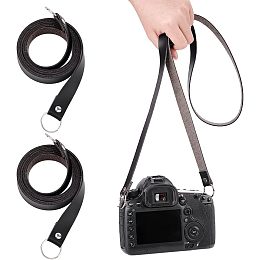 OLYCRAFT 55" Black Leather Neck Slim Camera Strap PU Leather Camera Shoulder Straps with Iron Finding for Mirrorless Camera, Digital Cameras Photographers 55x0.7x0.2