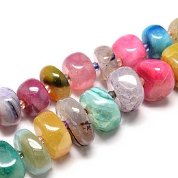 Honeyhandy Natural Agate Nuggets Graduated Beads Strands, Dyed, Colorful, 6~16x13~26mm, Hole: 2.5mm, about 32~33pcs/strand, 15.7 inch