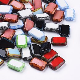 Honeyhandy Retro Czech Glass Beads,  Rectangle, Mixed Color, 12x8x3.5mm, Hole: 0.9mm, about 120pcs/bag