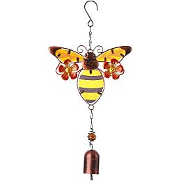 GORGECRAFT Bee Metal Wind Chime Pendant Insect Wind Chimes Decor Bell Iron Art Small Hanging Rustic Home Ornament Vintage Wind Bell Doorbell Garden Indoor Outdoor Art Hanging Ornament