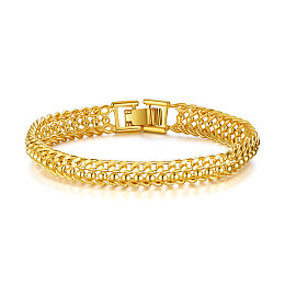 Honeyhandy SHEGRACE Brass Chain Bracelets, with Curb Chains and Ball Chains, Real 18K Gold Plated, 6-7/8 inch(17.5cm)