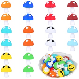 20Pcs 10 Colors Mushroom Silicone Focal Beads, Chewing Toy Accessoies for Teethers, DIY Nursing Necklaces Making, Mixed Color, 18mm, Hole: 2mm, 2pcs/color