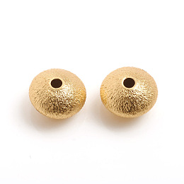 Honeyhandy Matte Style Brass Textured Beads, Long-Lasting Plated, Rondelle, Real 14K Gold Plated, 7x4.5mm, Hole: 1.5mm