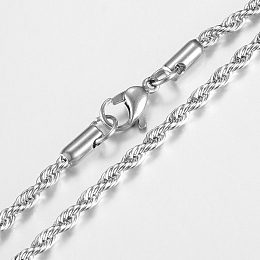 Honeyhandy 201 Stainless Steel Rope Chain Necklaces, with Lobster Claw Clasps, Stainless Steel Color, 23.6 inch(60cm), 4.0