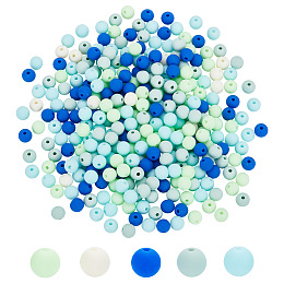 ARRICRAFT Frosted Opaque Acrylic Beads, Round, Dark Blue, 8mm, Hole: 2mm, 160g, about 592pcs/box