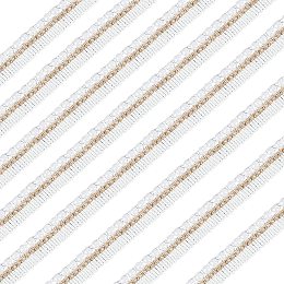 AHANDMAKER 5 Yards Braid Trim, 19mm (0.75inch) Polyester Woven Gimp Braid Trim Decorative Fabric Trim with ABS Imitation Pearl, for Crafts Sewing Wedding Bridal Dress Decor (White)