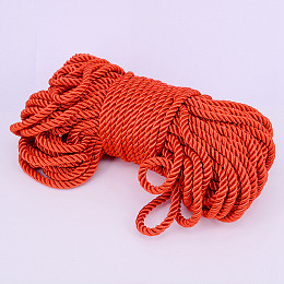 3-Ply Polyester Cords, Twisted Rope, for DIY Gift Bagd Rope Handle Making, Red, 6mm, about 25m/bundle