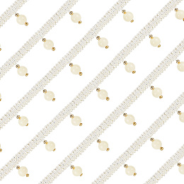 OLYCRAFT 12.6 Yards Ball Beaded Fringe Trim Pearl Beaded Tassel Trim White Beaded Ribbon Trim Sewing Trim Fringe for Curtain DIY Sewing Crafts Home Decor Clothing Decoration