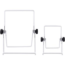 FINGERINSPIRE 2 Pack Wire Foldable Portable Cell Phone Holder White Ductile Metal Display Stand Adjustable Foldable Tablet Iron Display Holder Stand for Displaying Cell Phone, iPad, Photos