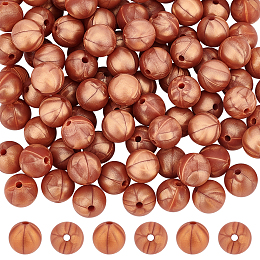 OLYCRAFT Food Grade Eco-Friendly Silicone Beads, Chewing Beads For Teethers, DIY Nursing Necklaces Making, Round, Sienna, 12mm, Hole: 2mm