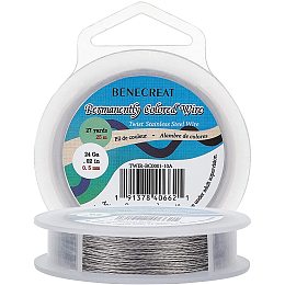 BENECREAT 0.5MM 82FT Twist Stainless Steel Wire Stainless Bead String Wire for Necklace Bracelet Making (3 Strands)