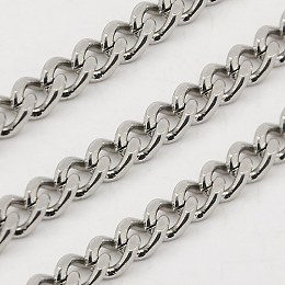 Honeyhandy 316 Stainless Steel Twisted Chains, Stainless Steel Color, 5x3.5x2mm, Chain length: 10m