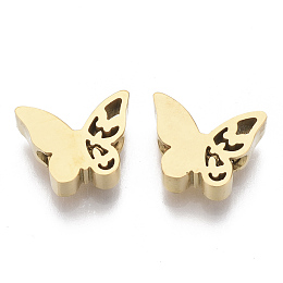 Honeyhandy 304 Stainless Steel Beads, Butterfly, Golden, 8x10x3mm, Hole: 2mm