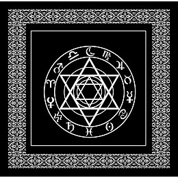 Honeyhandy Non-woven Tarot Tablecloth for Divination, Tarot Card Pad, Pendulum Magic Pentacle Runes Cloth, Square, Black, Constellation Pattern, 490x490mm