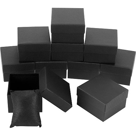 NBEADS 10 Pcs Black Single Watch Box, 3.4x3x2 Cardboard Gift Packaging Box Watches Holder With Pillow Bracelet Holder Square Storage Gift Packaging Case for Wristwatches Smart Watches, Black