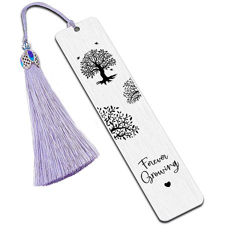 FINGERINSPIRE Tree of Life Bookmark Stainless Steel Bookmarks with Tassel & Gift Box Durable & Waterproof Metal Bookmark for Book Lovers Bookworms Writers and Friends - Forever Growing