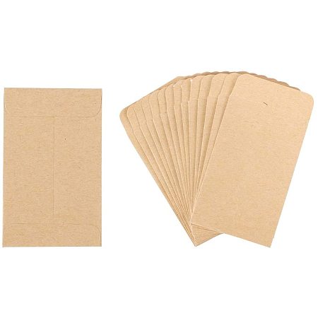 PH PandaHall 50 pcs 3 x 2 Inch Kraft Blank Mini Paper Envelopes Rectangle Paper Bags Party Favor Bags for Office Party, Brown