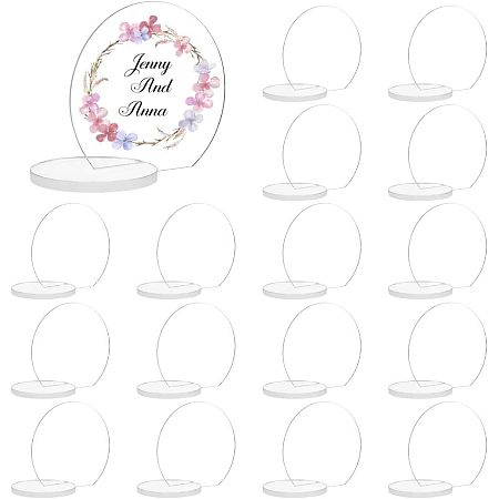 AHANDMAKER Acrylic Table Sign Holders, Blank Place Number Signs, for Wedding, Restaurant, Birthday Party Decorations, Flat Round, Clear, 39.5x72.5x57mm