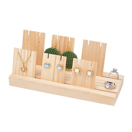 PandaHall Elite Earring Holder Jewelry Display Wood Earring Necklace Stands with 6pcs Earring Cardboard Wood Earring Display Stands for Selling Earring Showing Jewelry Displaying Business Card