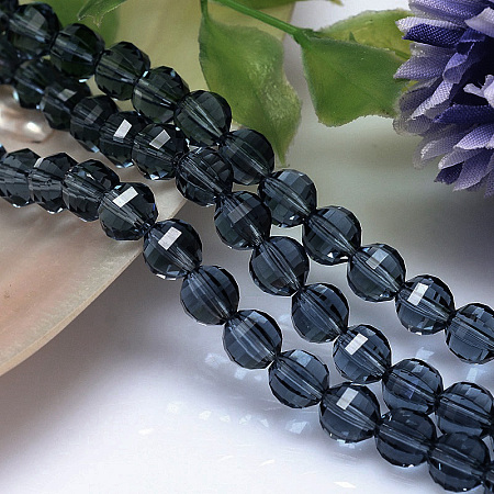Honeyhandy Faceted Round Imitation Austrian Crystal Bead Strands, Grade AAA, Prussian Blue, 8mm, Hole: 0.9~1mm, about 50pcs/strand, 15.7 inch