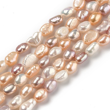 Honeyhandy Natural Cultured Freshwater Pearl Beads Strands, Rice, Dyed, Mixed Color, 6~9x4.5~6mm, Hole: 0.5mm, about 48pcs/strand, 13.98 inch(35.5cm)