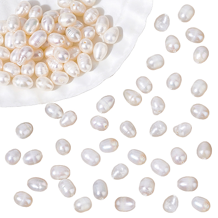 Nbeads Grade A Natural Cultured Freshwater Pearl Beads Strands, for Mother's Day Gift, Rice, White, 6~7x5~5.5mm, Hole: 0.8mm, about 55pcs/strand, 13.78 inch(35cm)