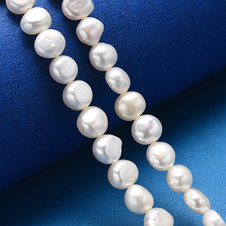 ARRICRAFT Natural Cultured Freshwater Pearl Beads Strands, Two Sides Polished, Nuggets, White, 6~7x7~9x4~5mm, Hole: 1mm, about 54pcs/strand, 13.38~13.77 inches(34~35cm)