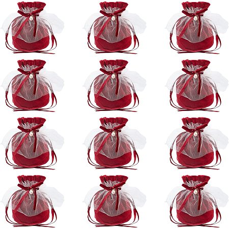 NBEADS 12 Pcs Small Velvet Bags with Drawstrings, 5.6×5.86