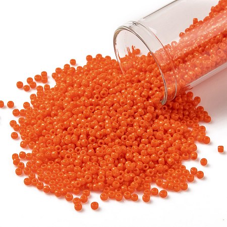 Honeyhandy TOHO Round Seed Beads, Japanese Seed Beads, (50A) Opaque Bright Orange, 11/0, 2.2mm, Hole: 0.8mm, about 1110pcs/10g